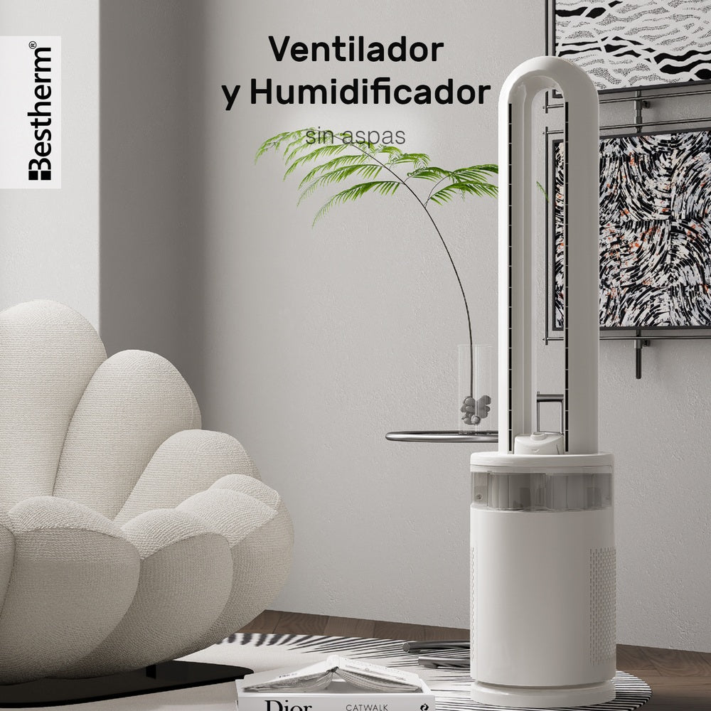 Ventilador de torre Silencioso con Humidificador y Luz Ambiental