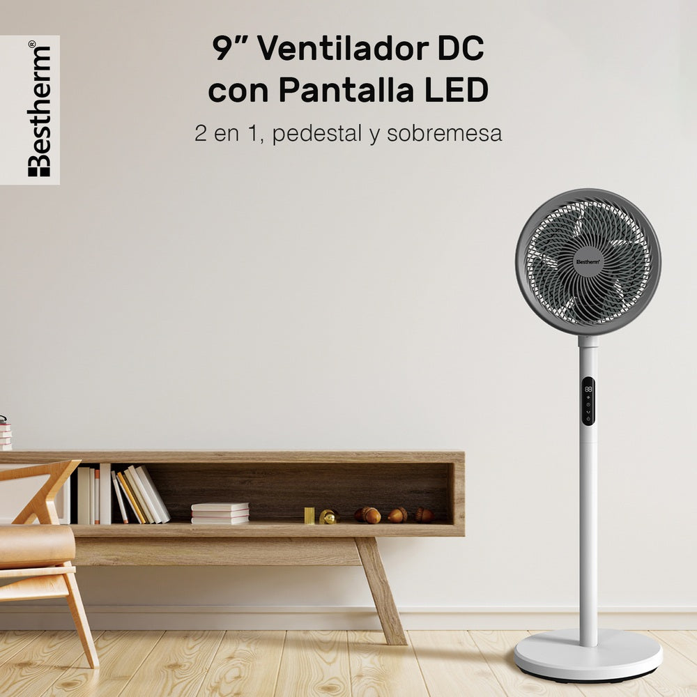 Ventilador circulador de CC de 9'' con pantalla LED (2 en 1)