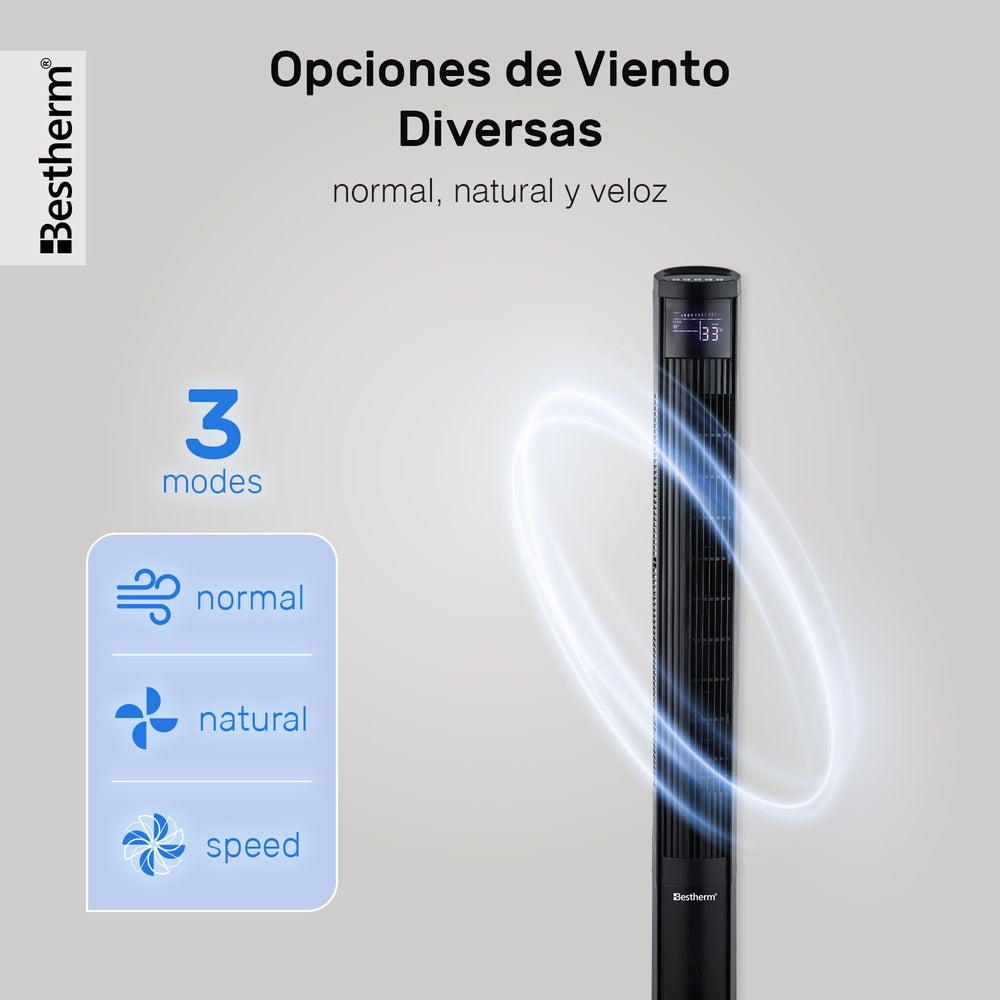 Ventilador de torre de 46 pulgadas con control remoto y pantalla LED