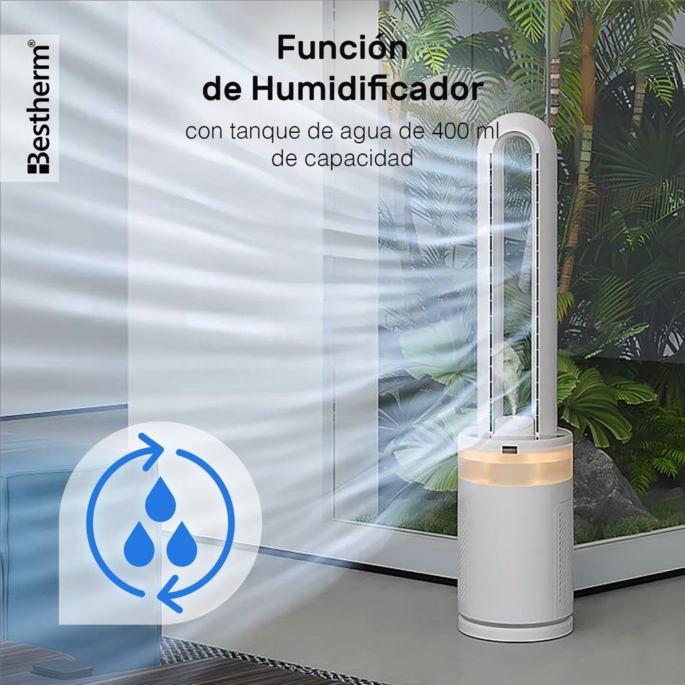 Ventilador de torre Silencioso con Humidificador y Luz Ambiental