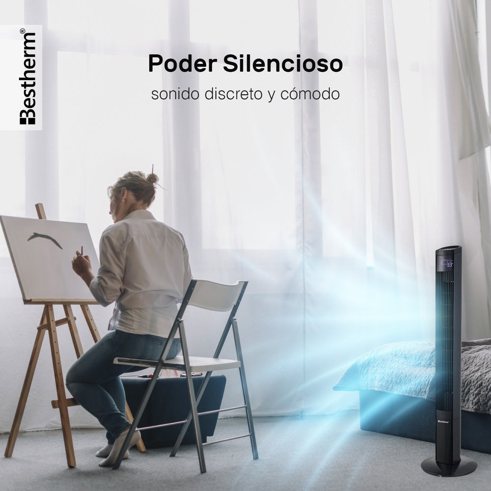 Ventilador de torre de 46 pulgadas con control remoto y pantalla LED