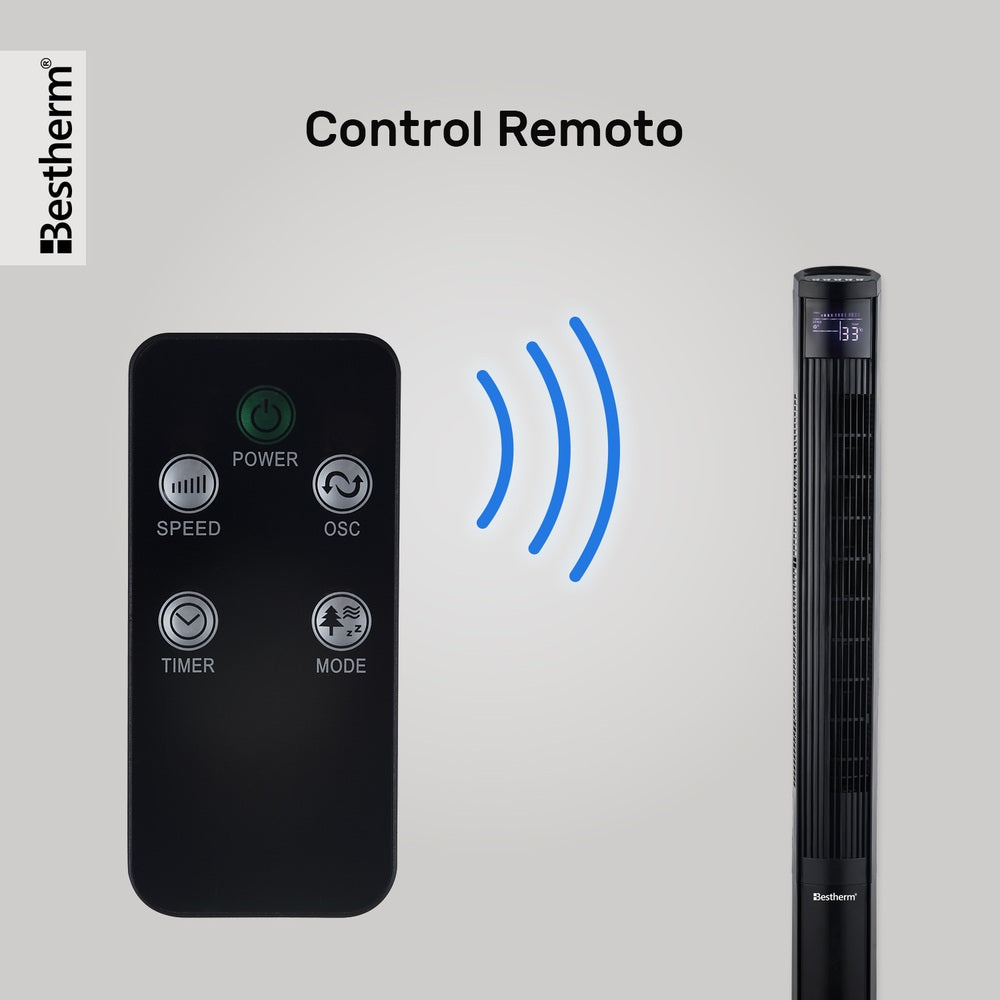 Ventilador de torre de 46 pulgadas con control remoto y pantalla LED
