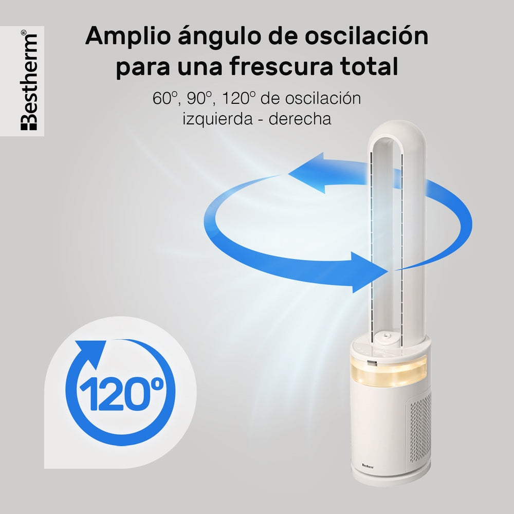 Ventilador de torre Silencioso con Humidificador y Luz Ambiental
