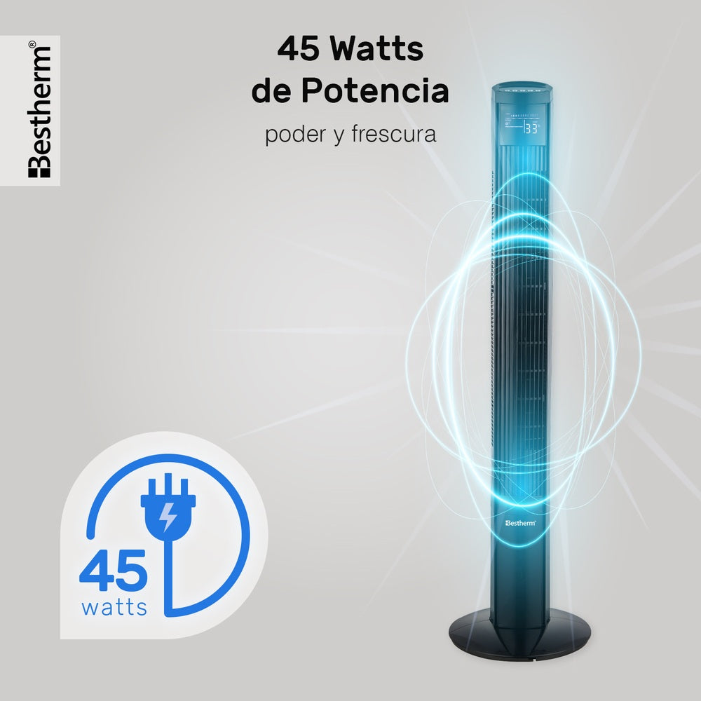 Ventilador de torre de 46 pulgadas con control remoto y pantalla LED