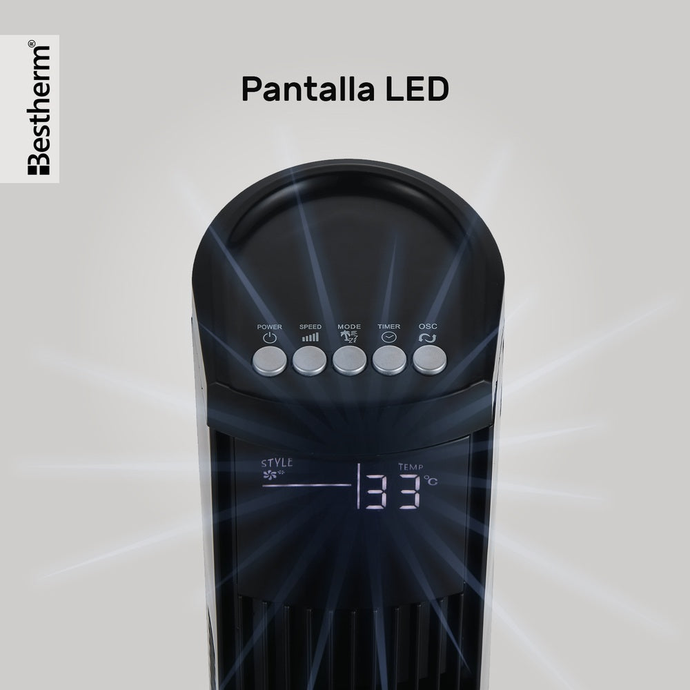 Ventilador de torre de 46 pulgadas con control remoto y pantalla LED