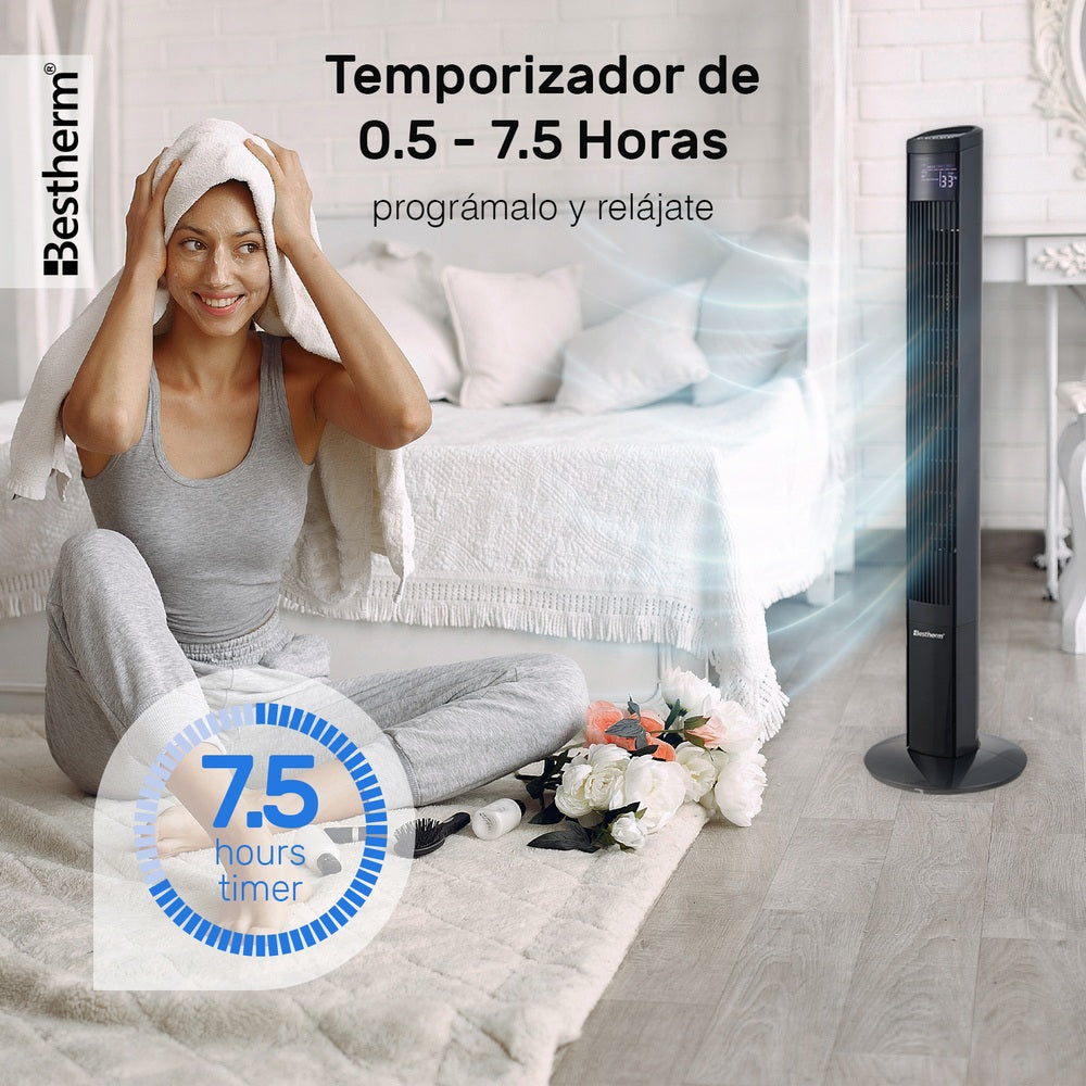 Ventilador de torre de 46 pulgadas con control remoto y pantalla LED