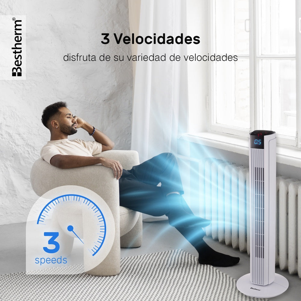 Ventilador de torre de 32 pulgadas con control remoto y pantalla LED
