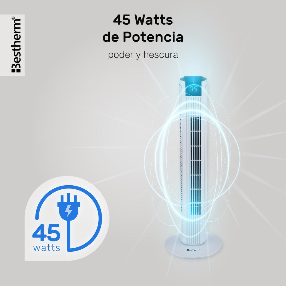 Ventilador de torre de 32 pulgadas con control remoto y pantalla LED