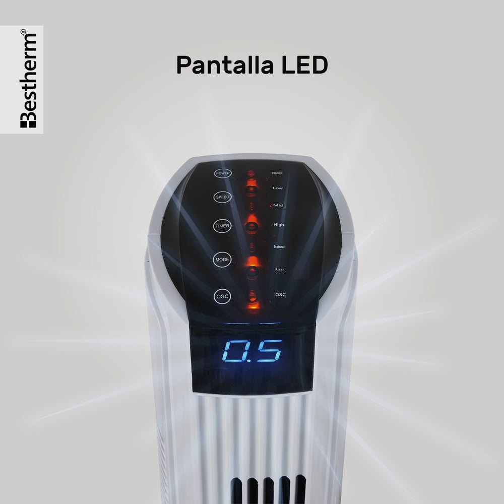 Ventilador de torre de 32 pulgadas con control remoto y pantalla LED