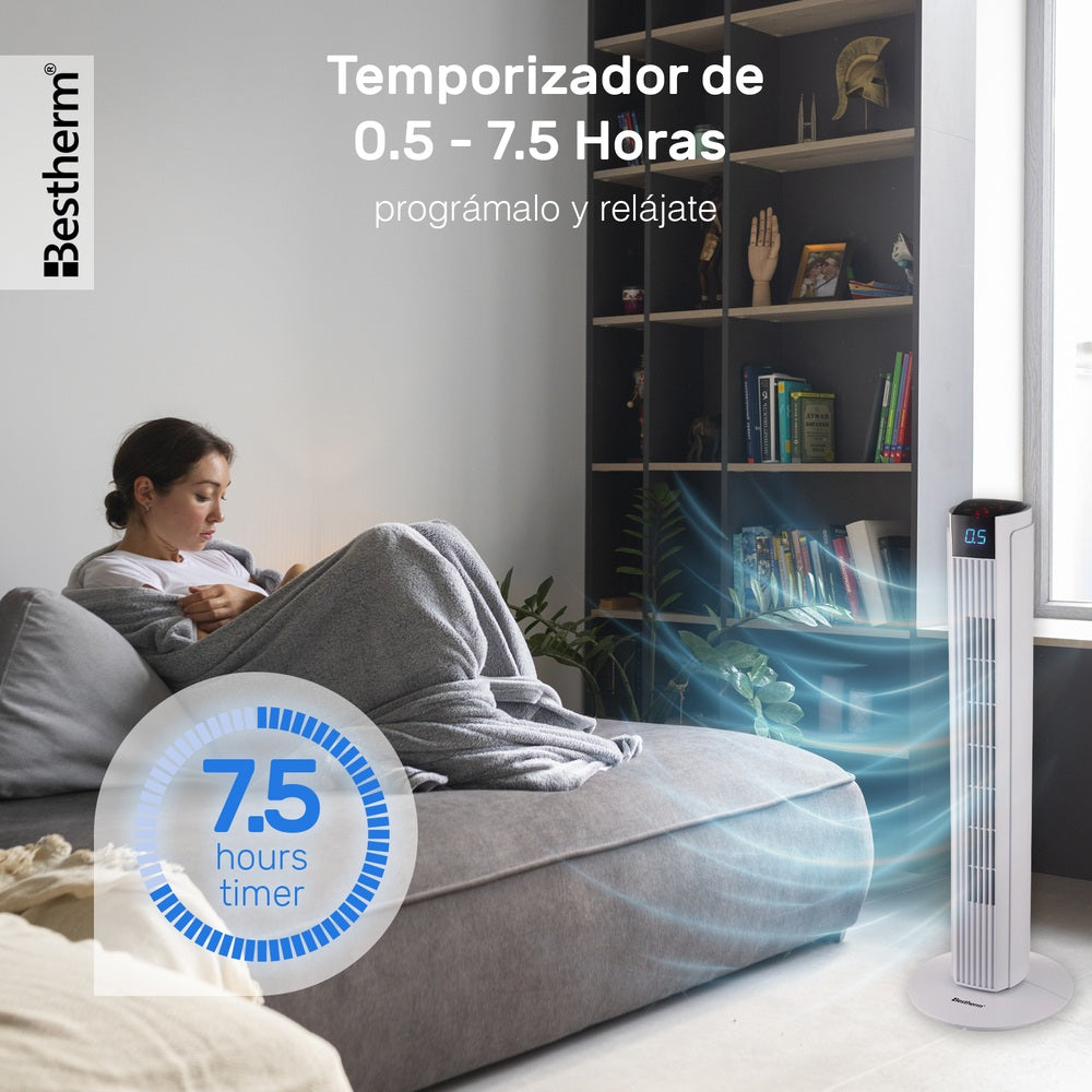 Ventilador de torre de 32 pulgadas con control remoto y pantalla LED