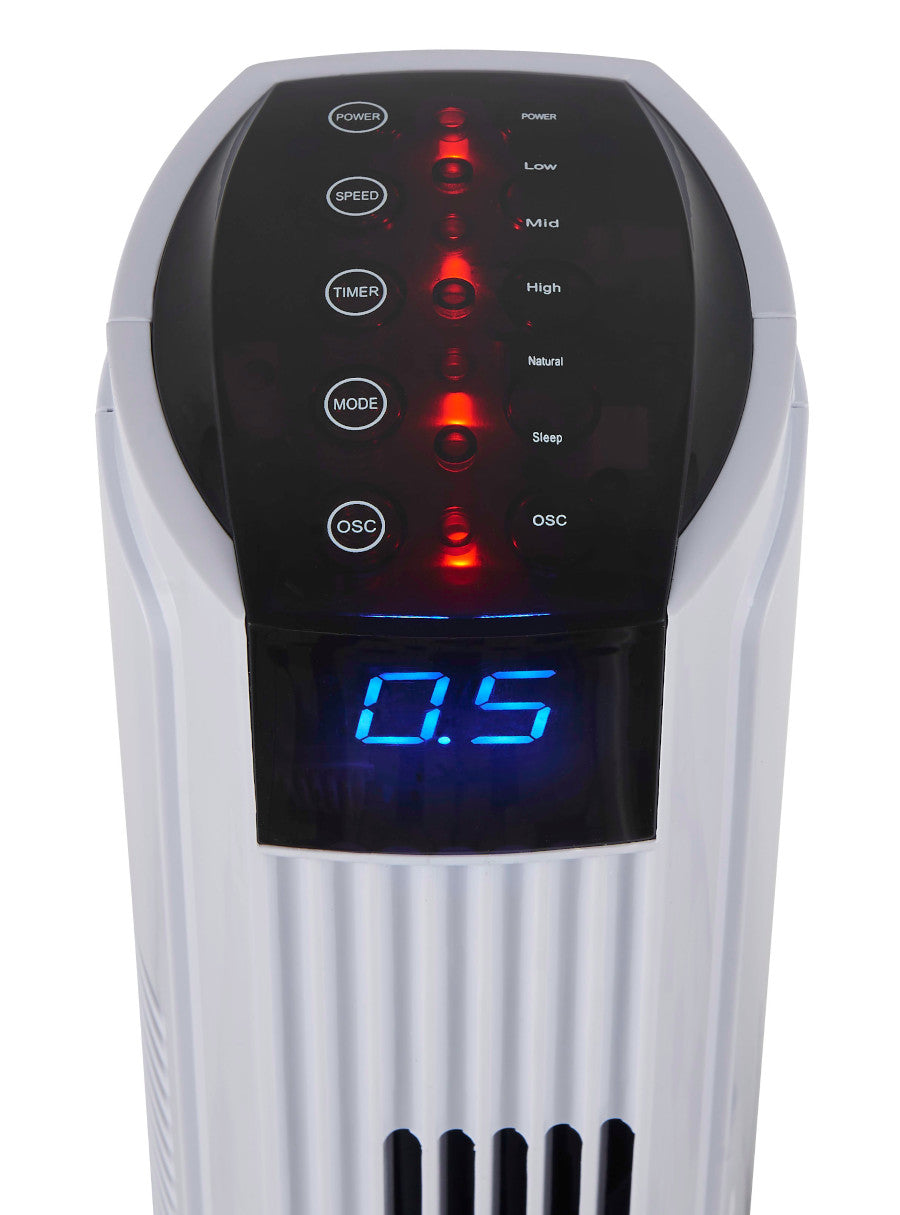 Ventilador de torre de 32 pulgadas con control remoto y pantalla LED